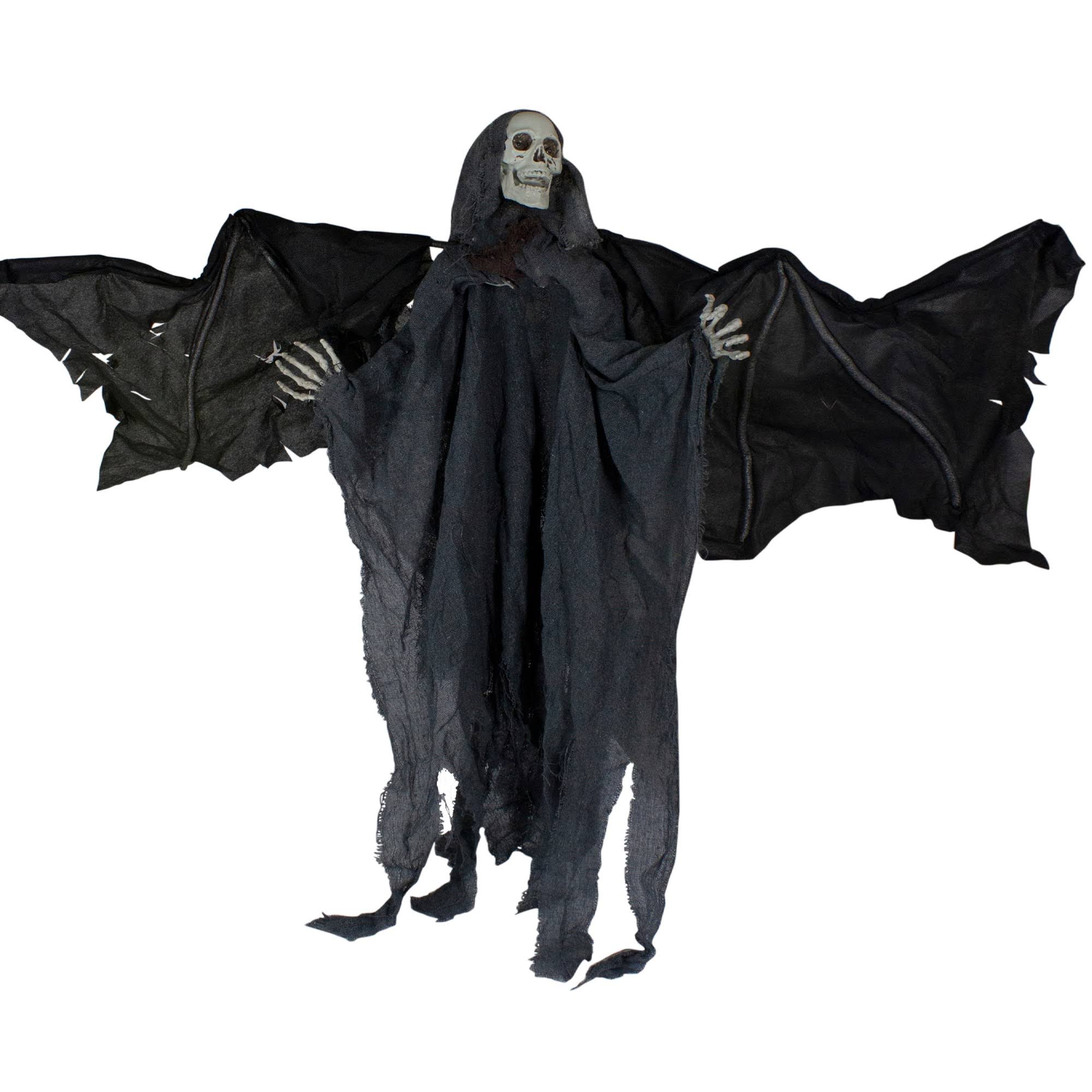 Northlight 50x22 Gray and Black Animated Hanging Winged Reaper with LED Eyes Halloween Decoration