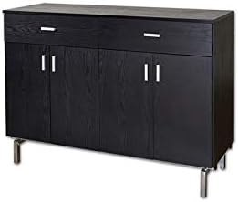 Furniture of America Coloma Wood 2-Drawer Buffet Server in Black and Chrome