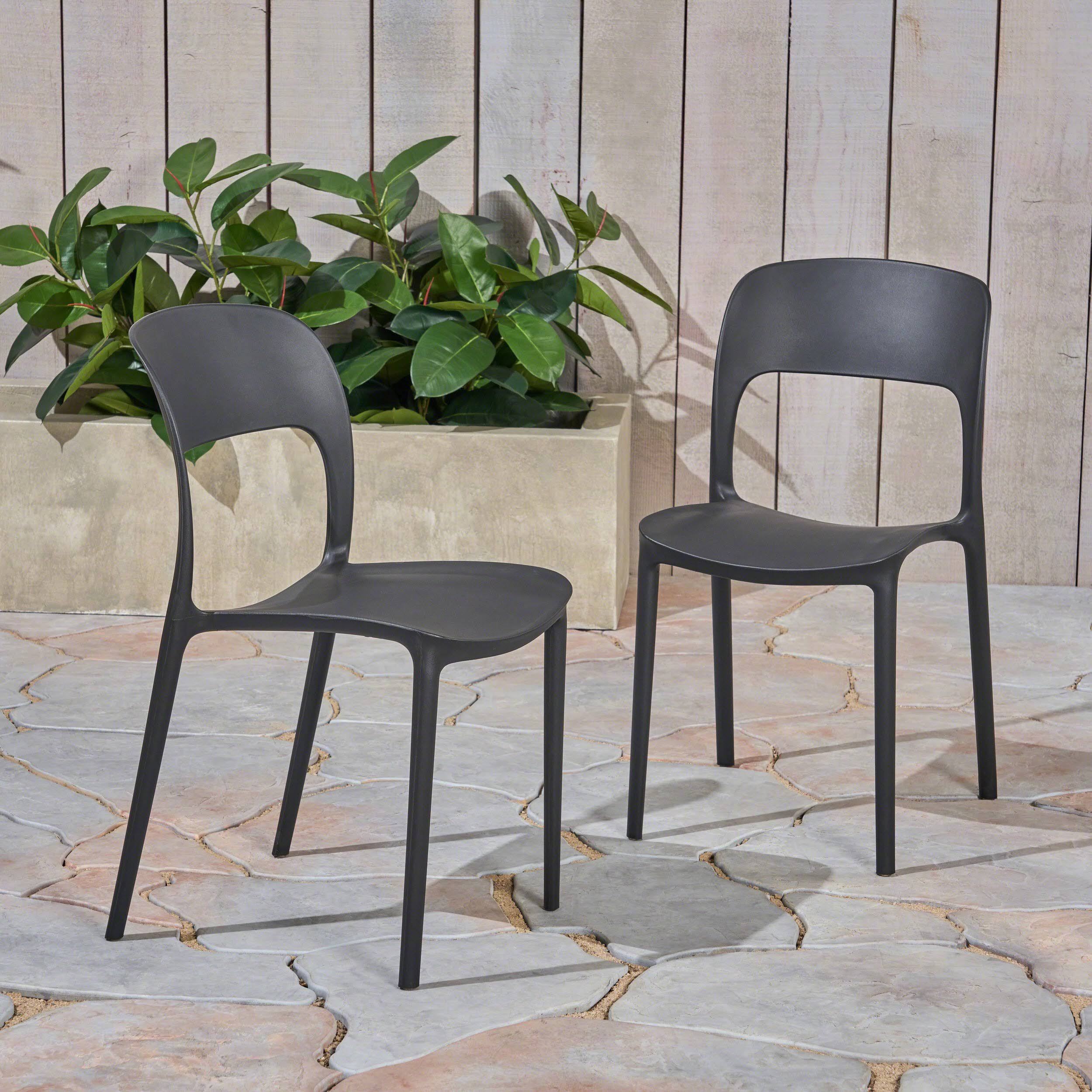Dean Outdoor Plastic Chairs (Set of 2) Black