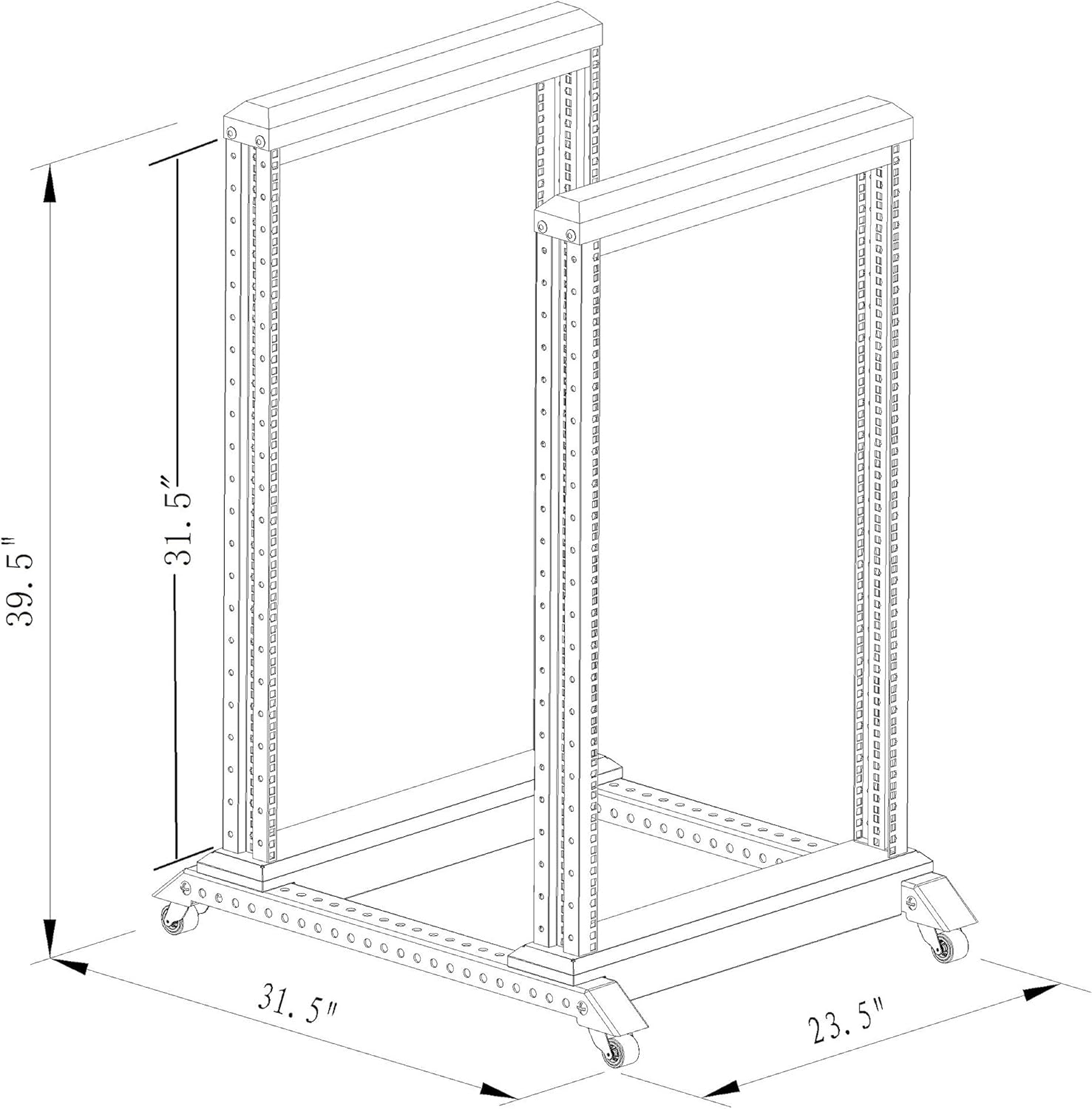 RAISING ELECTRONICS 15U 4 Post Open Frame 19inch Server/Audio Steel Rack 22inch Deep