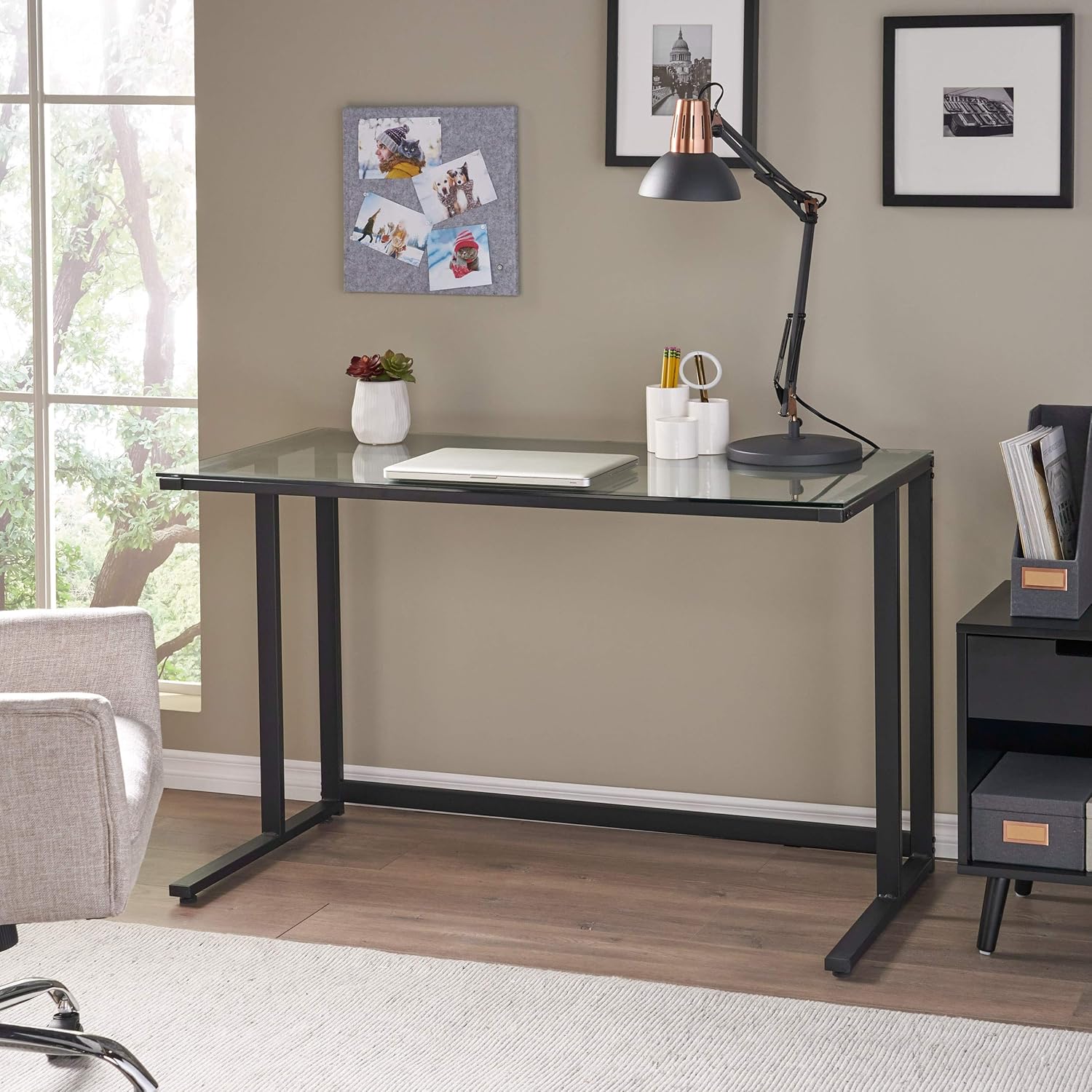 Christopher Knight Home Eghan Tempered Glass Computer Desk, Black