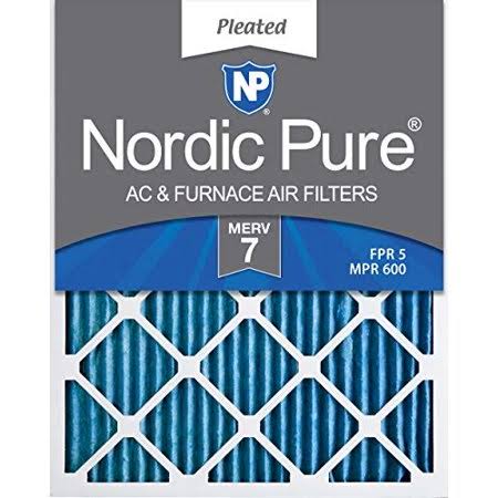 Nordic Pure 14x30x1 MERV 7 Pleated AC Furnace Air Filters 2 Pack