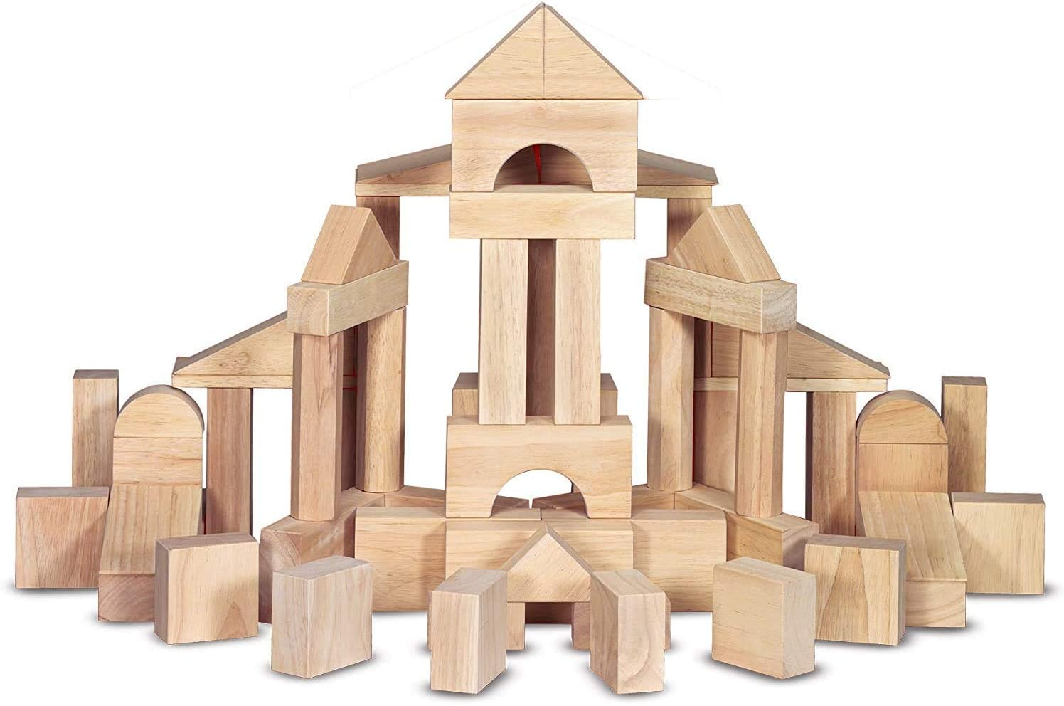 MOD Complete Extra Large Size - 64 Piece Set Children's Wood Building Blocks with Solid Wooden Storage Tray Holder- Made from Solid Organic BPA-Free Natural New Zealand Pinewood STEM Toys Pack of 2