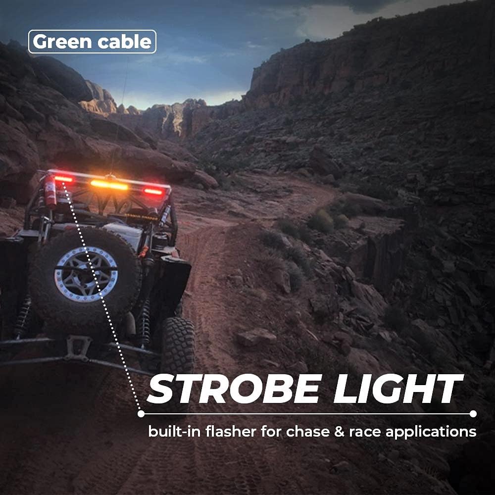UTV Chase LED Light, kemimoto Chase Brake Light Bar with 5 Modes(Strobe, Courtesy, Reverse, Running, & Brake) Compatible with Polaris RZR Ranger Can Am Maverick X3-1.75'' to 2