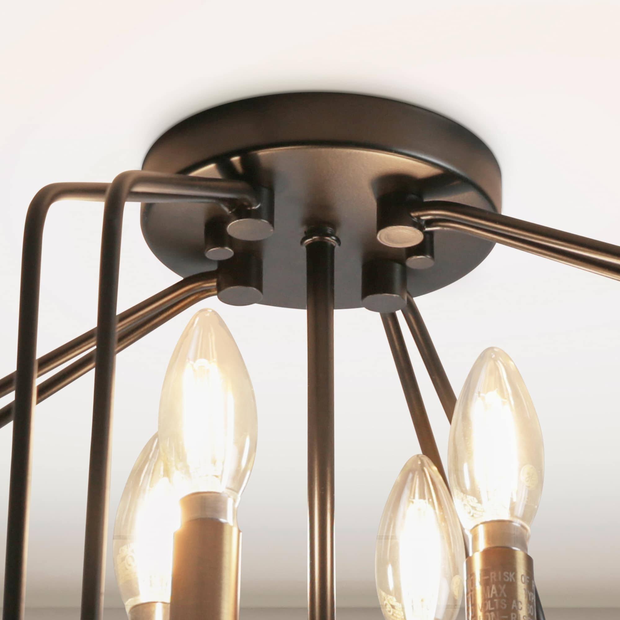 Progress Lighting Frisco 12-in Black and Gold Incandescent Semi-Flush Mount Light | P350165-166