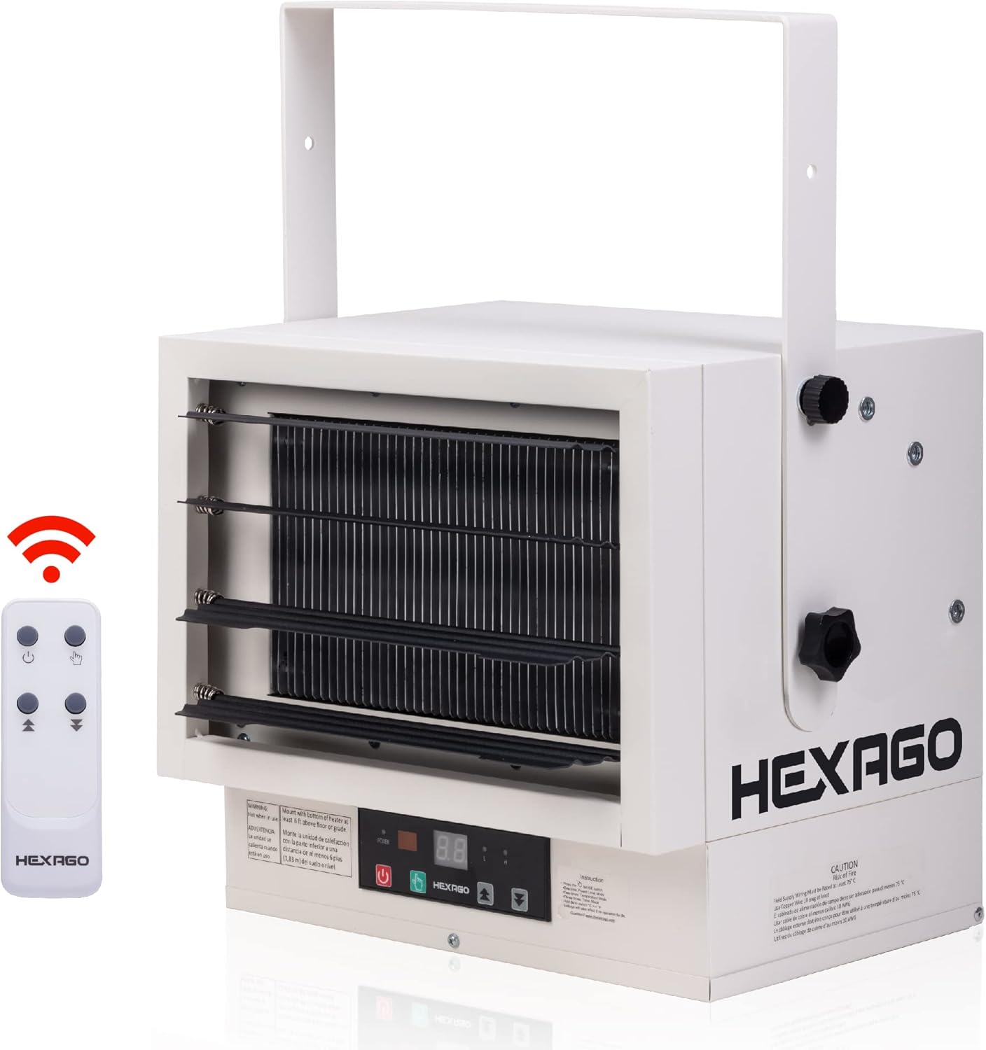 HEXAGO 7500W Industrial Indoor 240V Electrical Garage Heater Hardwire Space Heater w/ Remote, Thermostat and Timer, ETL Listed
