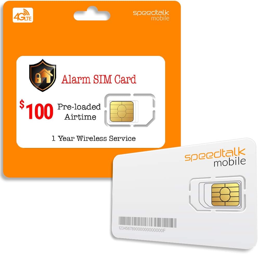 Prepaid Alarm SIM Card for GSM Home/Busines Security Alarm System - Unlimited Text - No Contract- 1 Year Wireless Service