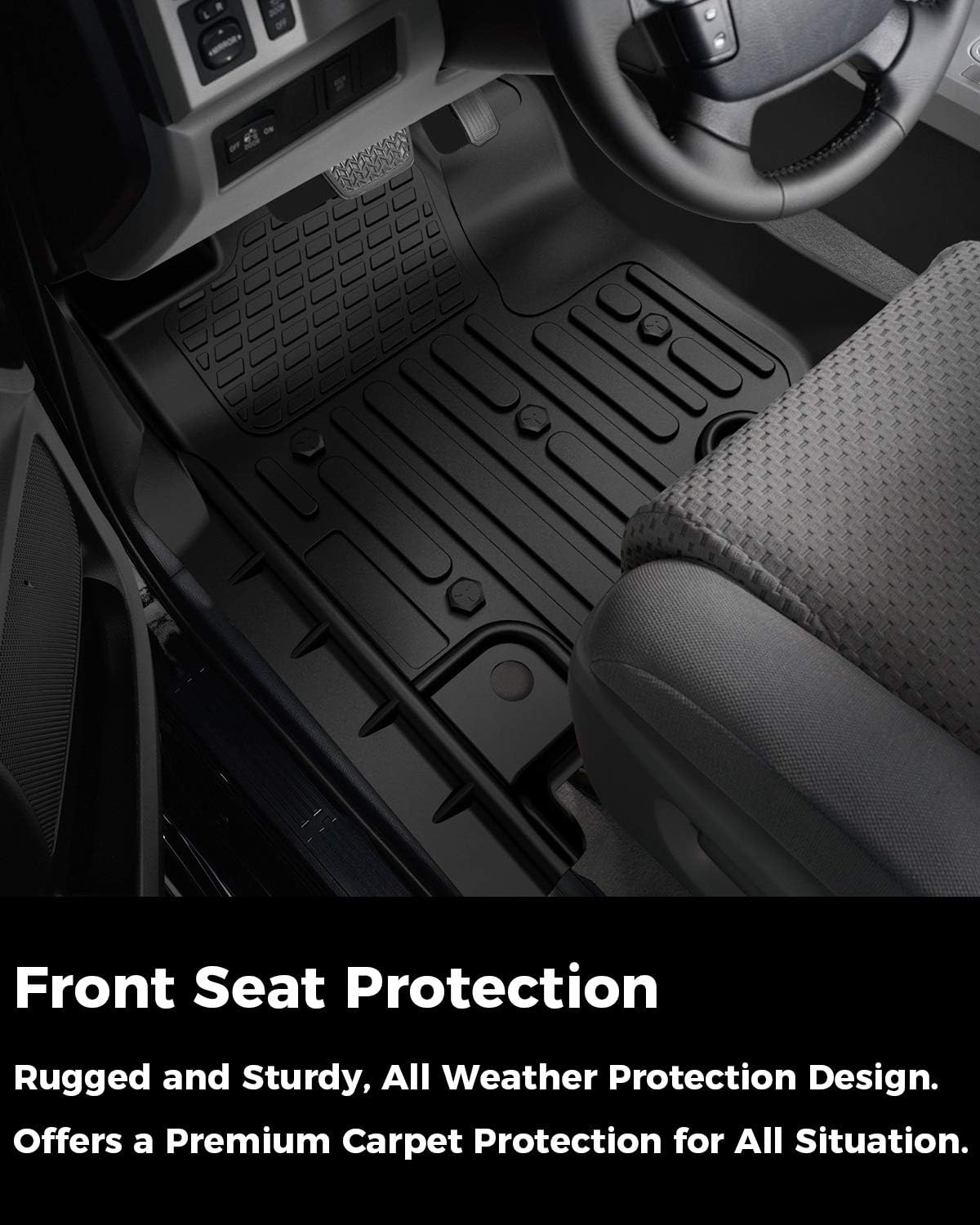 Floor Mats Compatible with Toyota 4Runner 2013-2022 & Lexus GX460 2014-2022, All-Weather Guard Floor Liners Car Mats Cover, Front & Rear Full 1st and 2nd Row, Black