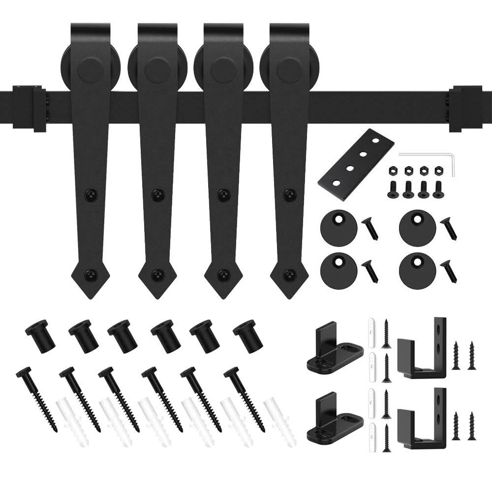 Super Mini Arrow Shape Sliding Standard Double Barn Door Hardware Kit Winsoon Track Length 84 in. GCM4780