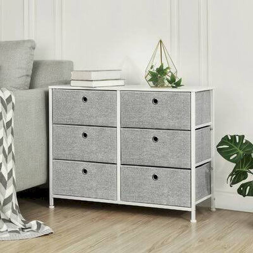 6 Drawer Double Dresser Ebern Designs Color: Light Gray/White - Black