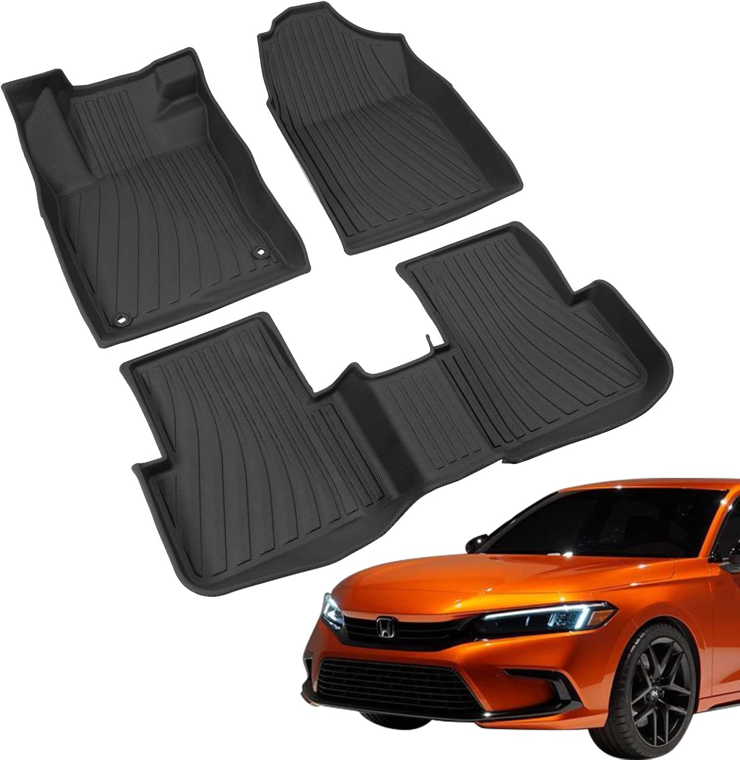 Rongtaod Fit 2022 Honda Civic Cargo Liner Rear Trunk Mat Car Accessories TPE All-Weather Mats (Floor Mat)