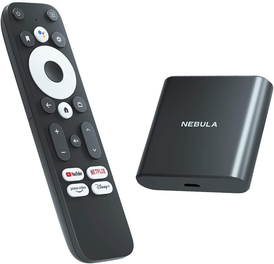 NEBULA 4K Streaming Dongle with HDR, Powered by Android TV, 7000+ Apps, Compatible with Google Assistant and Chromecast, Supports Dolby Digital Plus, Plug-in Smart TV with 2GB RAM and 8GB ROM Storage Pack of 2