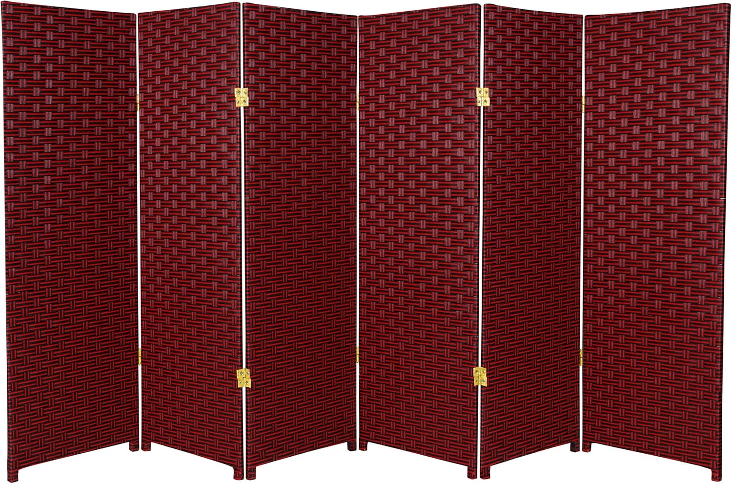 Oriental Furniture 4 ft. Tall Woven Fiber Room Divider - Black - 4 Panel