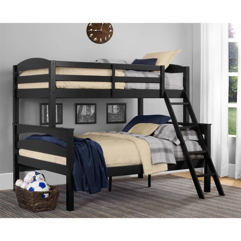Dorel Living Brady Twin Over Full Black Wood Bunk Bed