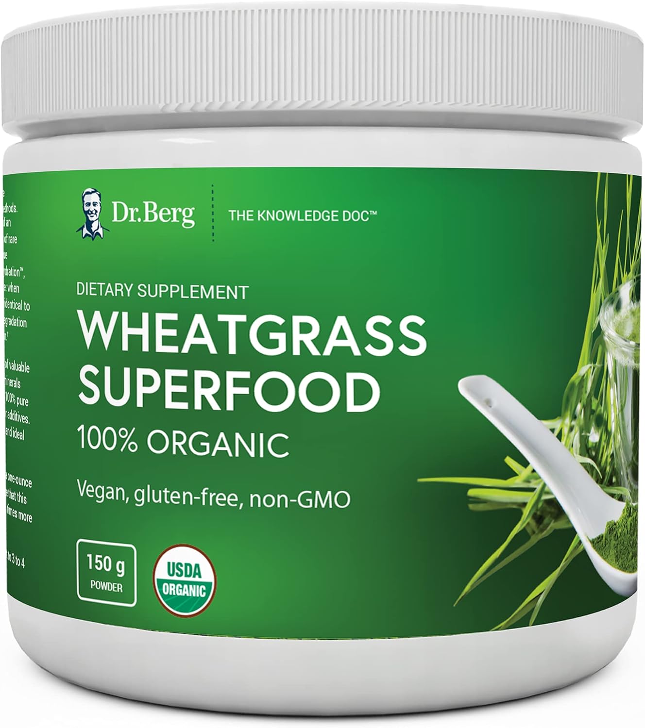 Dr. Berg's Wheatgrass Superfood Powder - Raw Juice Organic Ultra-Concentrated Rich in Vitamins and Nutrients - Chlorophyll and Trace Minerals - 60 Servings - Gluten-Free Non-GMO - 5.3 oz (1 Pack) Pack of 2