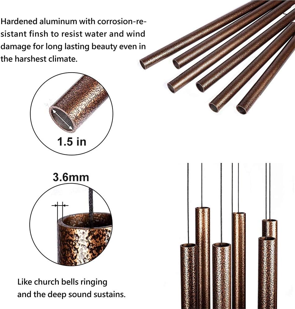 LACHIKA Deep Tone Wind Chimes Outdoor Large Sound Like Church Bell 50 inch Copper Vein 1pcs