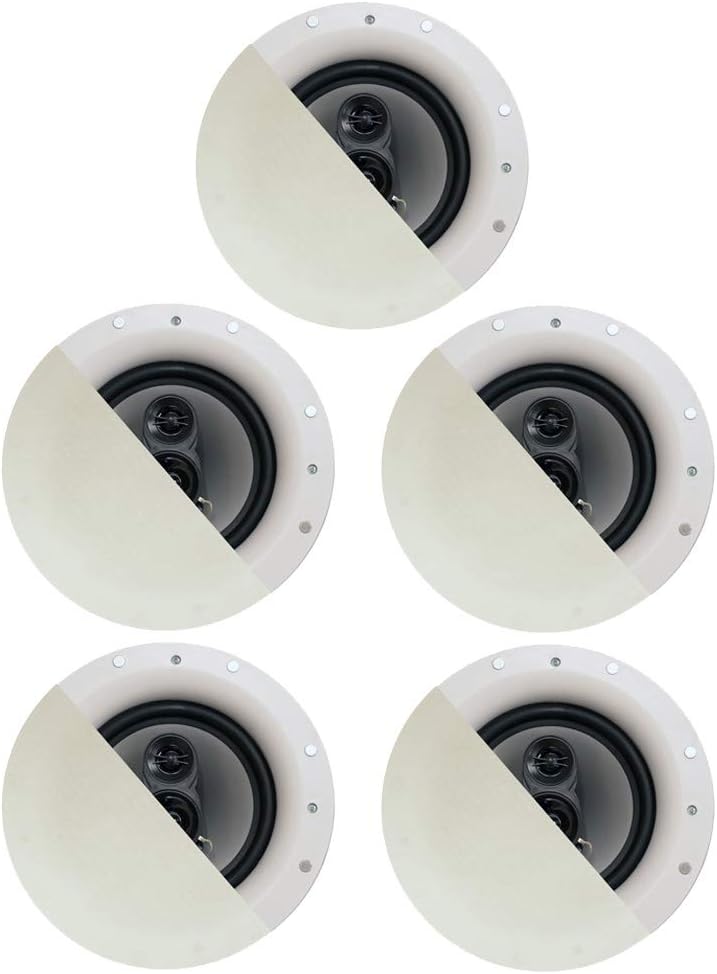 Acoustic Audio by Goldwood CS-IC83 8&rdquo; 3-Way In Ceiling Home Theater Speaker System (White, 5 Speakers)