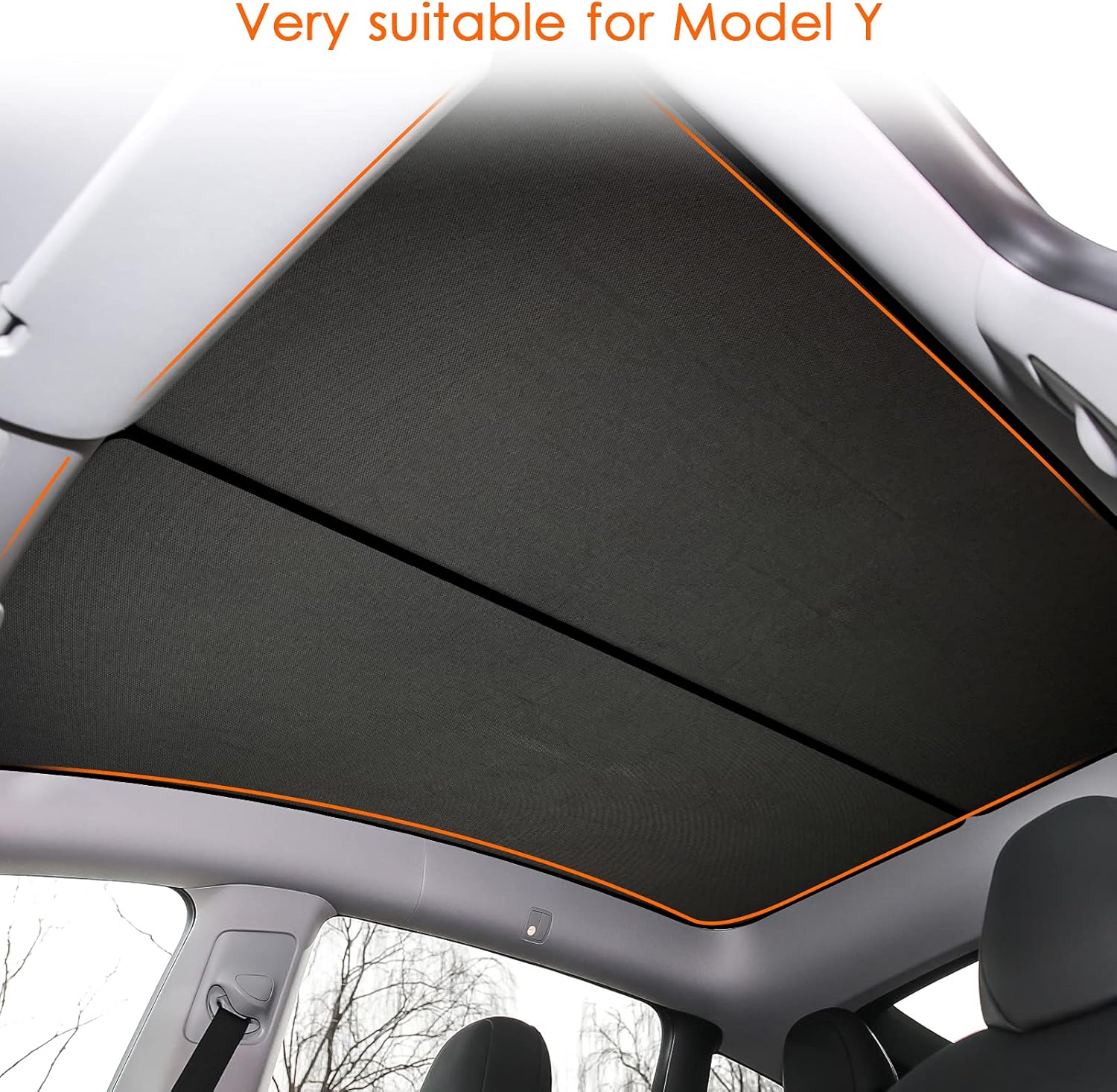 Farmogo Model Y Glass Roof Sunshade Sunroof Sunshade Foldable Sunshade for Tesla Accessories 2020 2021(2 of Set Won't Sag) Pack of 2