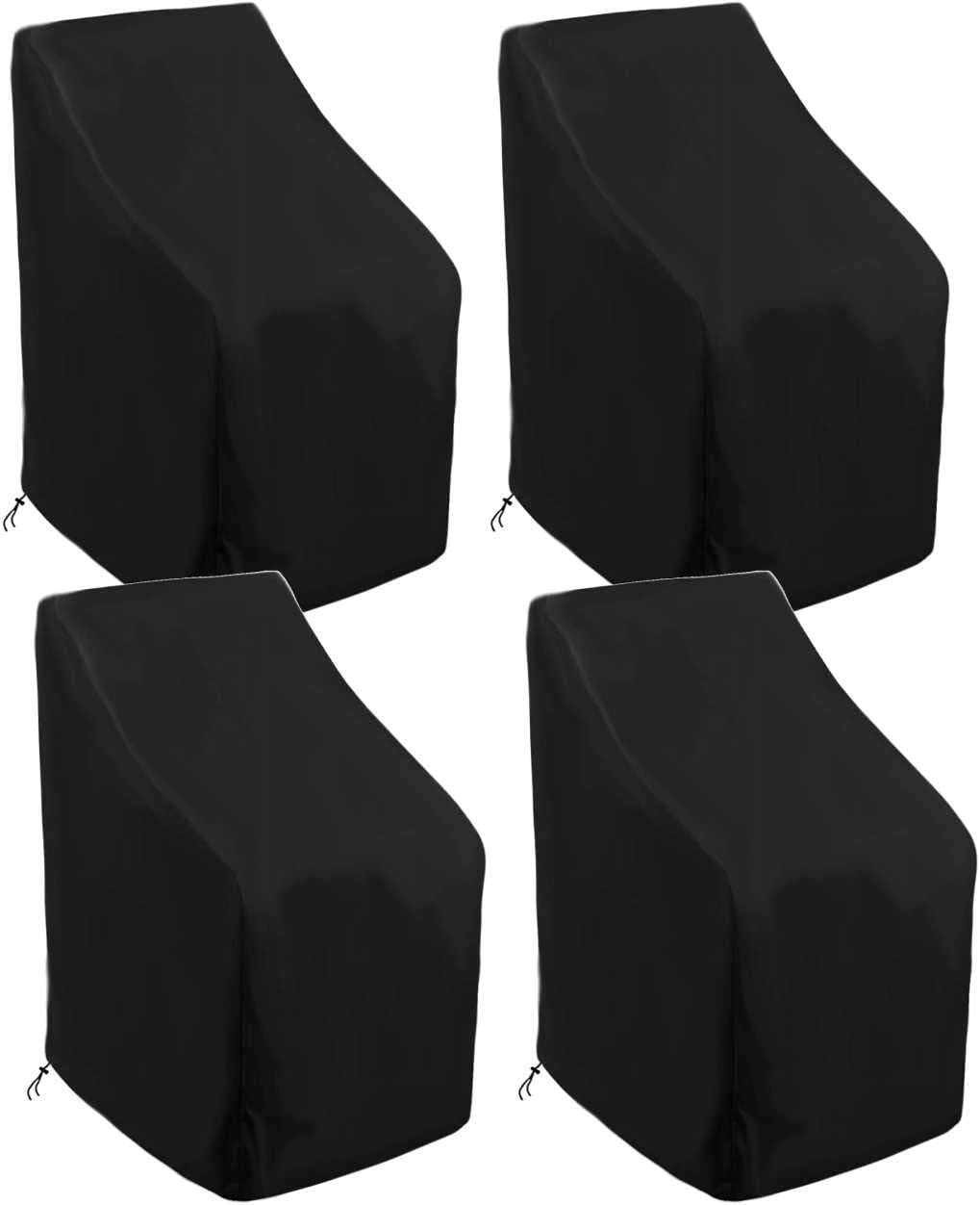 skyfiree 4 Pack Stacking Patio Chair Cover 35x35x47/35 inch Waterproof Durable Stackable Patio Chairs Outdoor Furniture Cover Protector Black