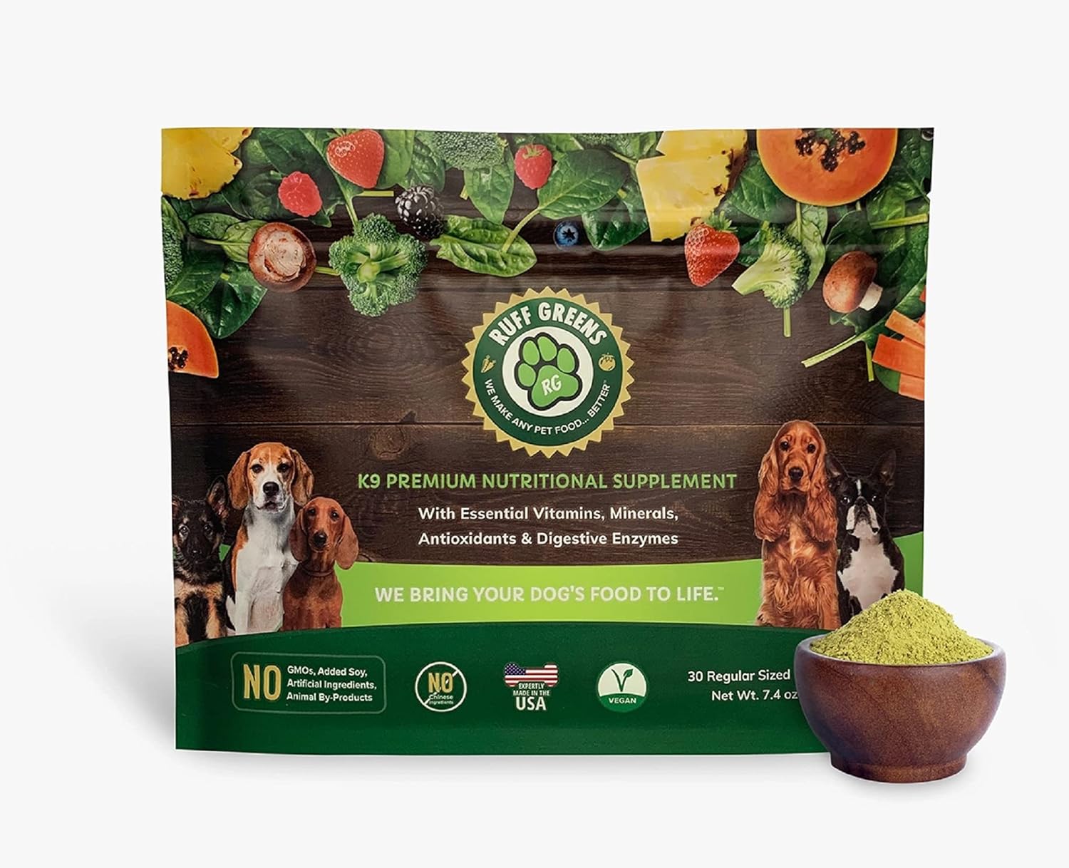 Ruff Greens K9 VitaSmart Vitamin & Mineral Supplement Nutritional Support for Dogs, 7.4 Ounce Pack of 2