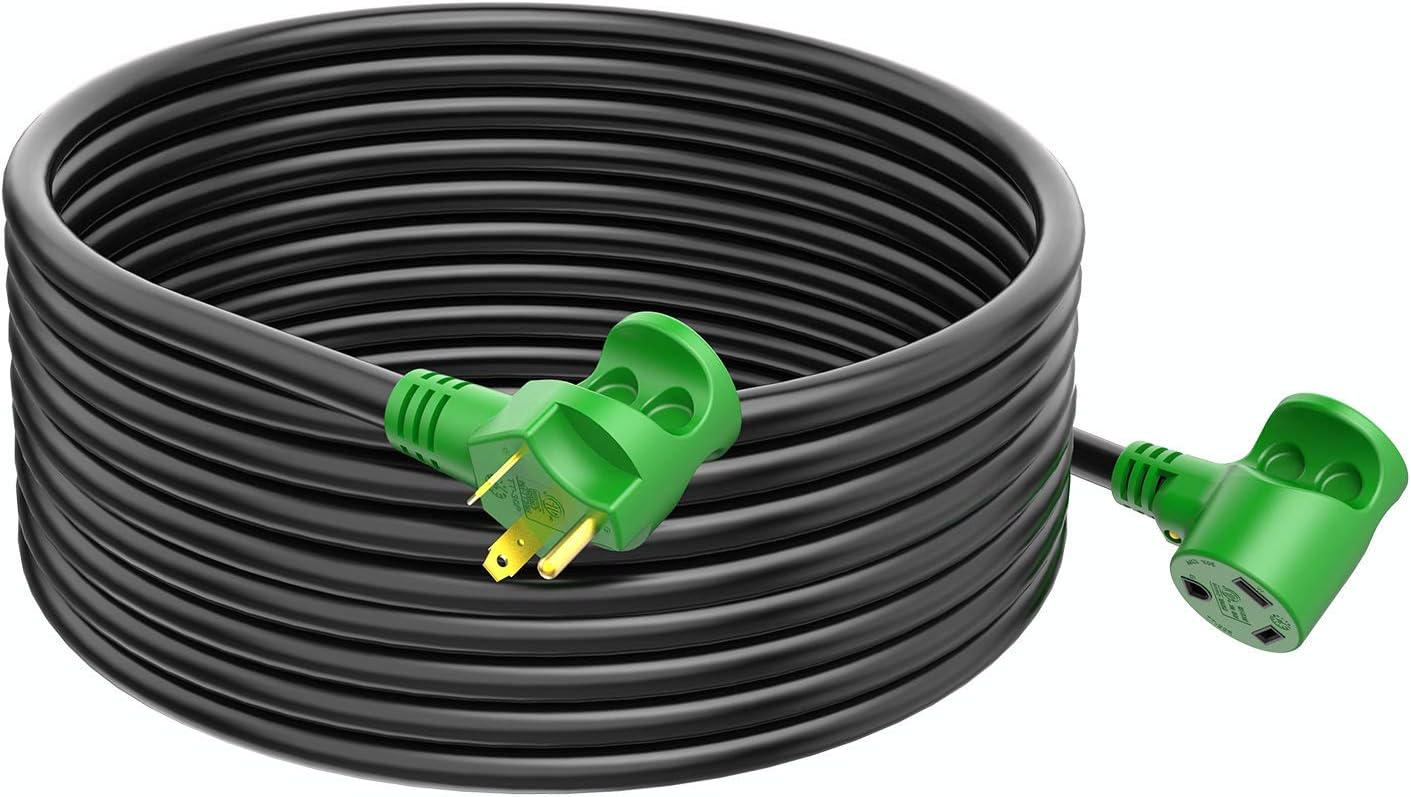 RVMATE 30 Amp 30 Feet RV Power Extension Cord, Easy Plug in Handle, TT-30P to TT-30R with LED Indicator, 10 AWG, ETL Listed Pack of 2