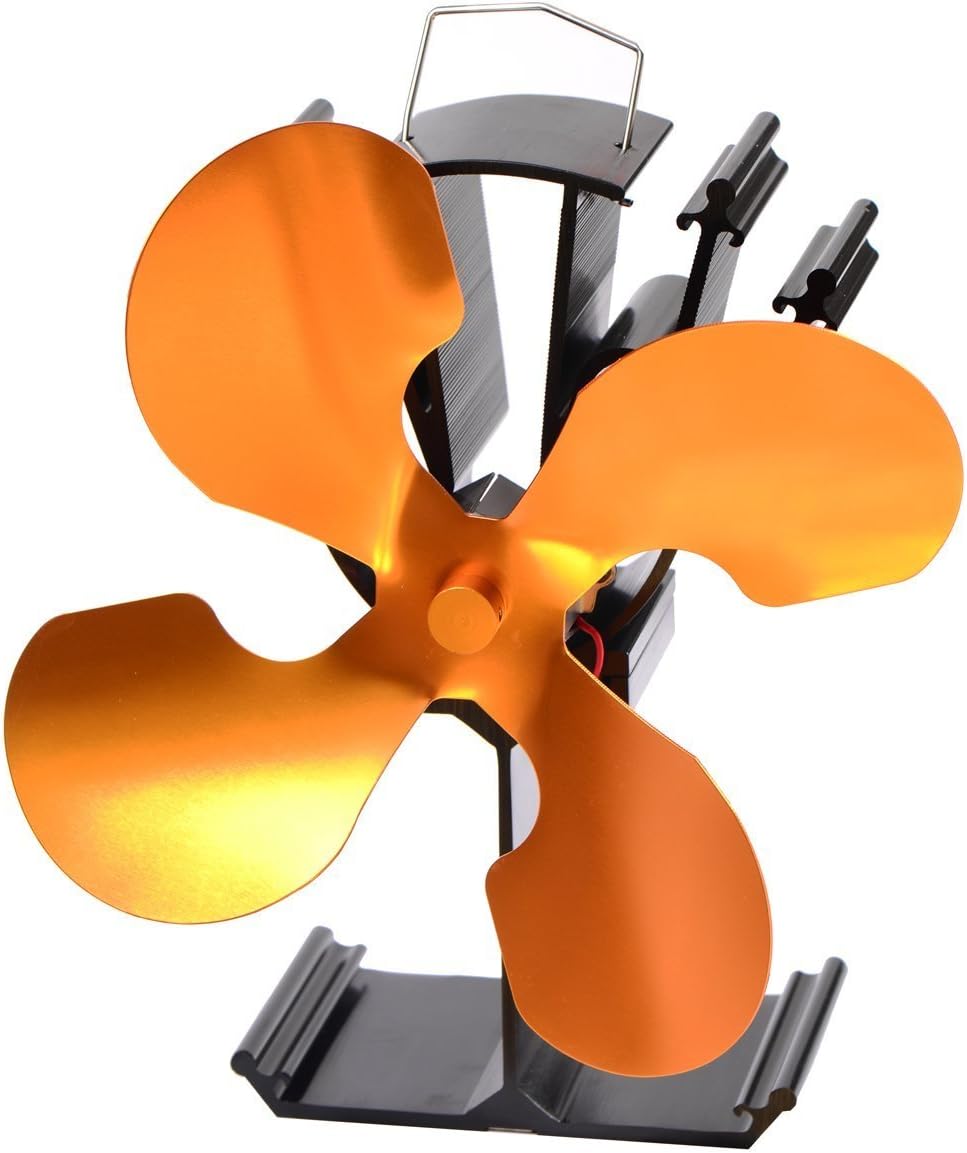 4-Blade Heat Powered Stove Fan for Wood / Log Burner/Fireplace - Eco Friendly(Black) Pack of 2