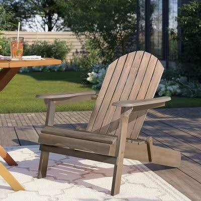 Boone Solid Wood Folding Adirondack Chair Frame Color: Gray
