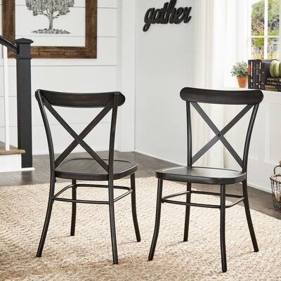Arisa Metal Cross Back Side Chair Winston Porter Color: Antique Black