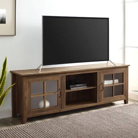 Manor Park 70 in. TV Stand with Optional Fireplace Rustic Oak