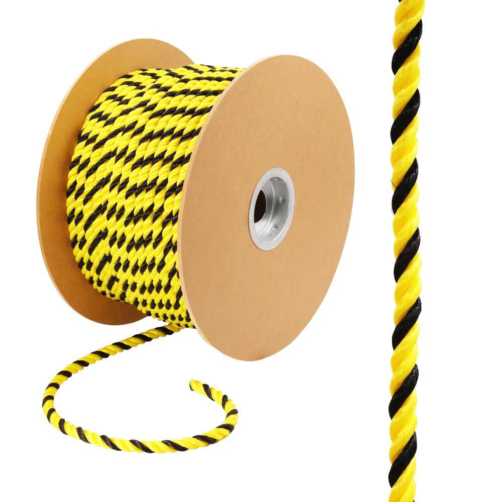 Everbilt 1/2 in. x 300 ft. Polypropylene Twist Rope, Black and Yellow, Yellows / Golds