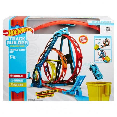 Mattel MTTGLC96 Hot Wheels-Track Builder Unlimited Triple Loop Toys Kit - 2 Piece