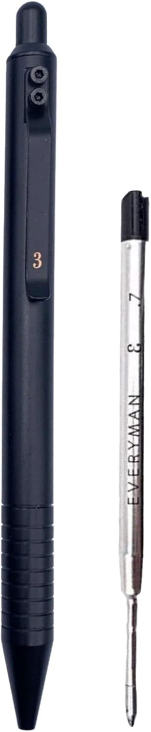 Everyman Taipan Orange Grafton Pen & Ink Bundle - Luxury Metal Writing EDC Pen with Extra 3-Pack of Black Metal .7mm Refills