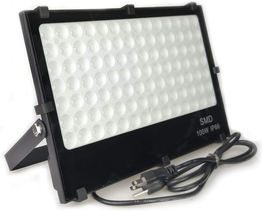 QUANS 110V 100W Slim Waterproof Ultra Violet UV LED Flood Black Light Blacklight for Party Supplies, Glue Curing, Neon Glow, Glow in The Dark, with US Plug