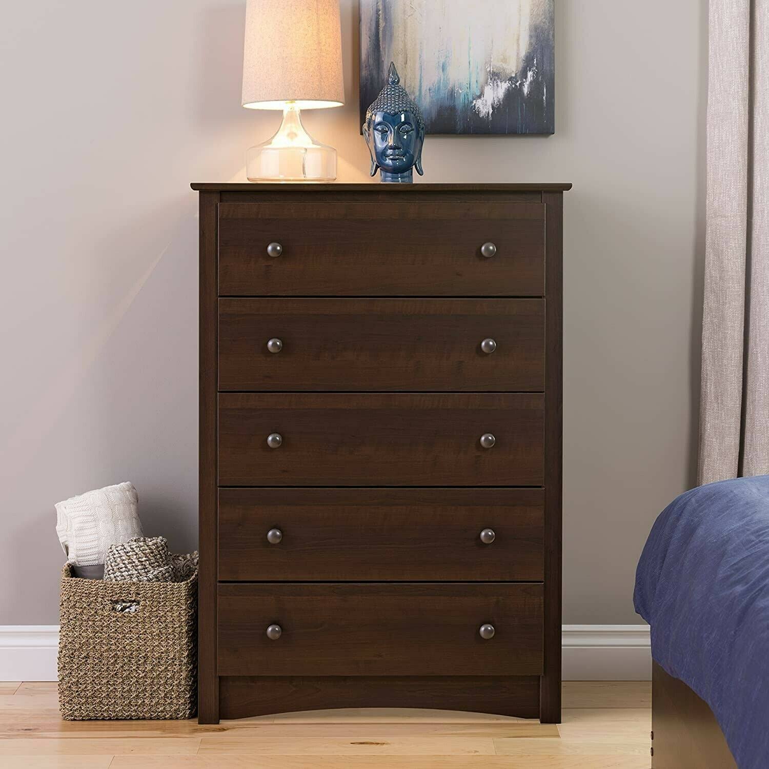 Prepac Fremont 5 Drawer Chest Espresso Brown