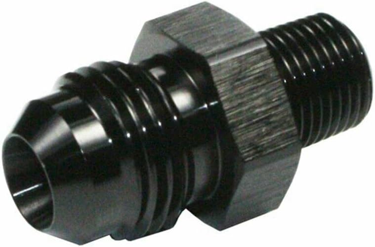 smileracing 6AN to 1/8 NPT Adapter Straight Pipe Thread to 6 AN Flare Fitting Black 1PCS