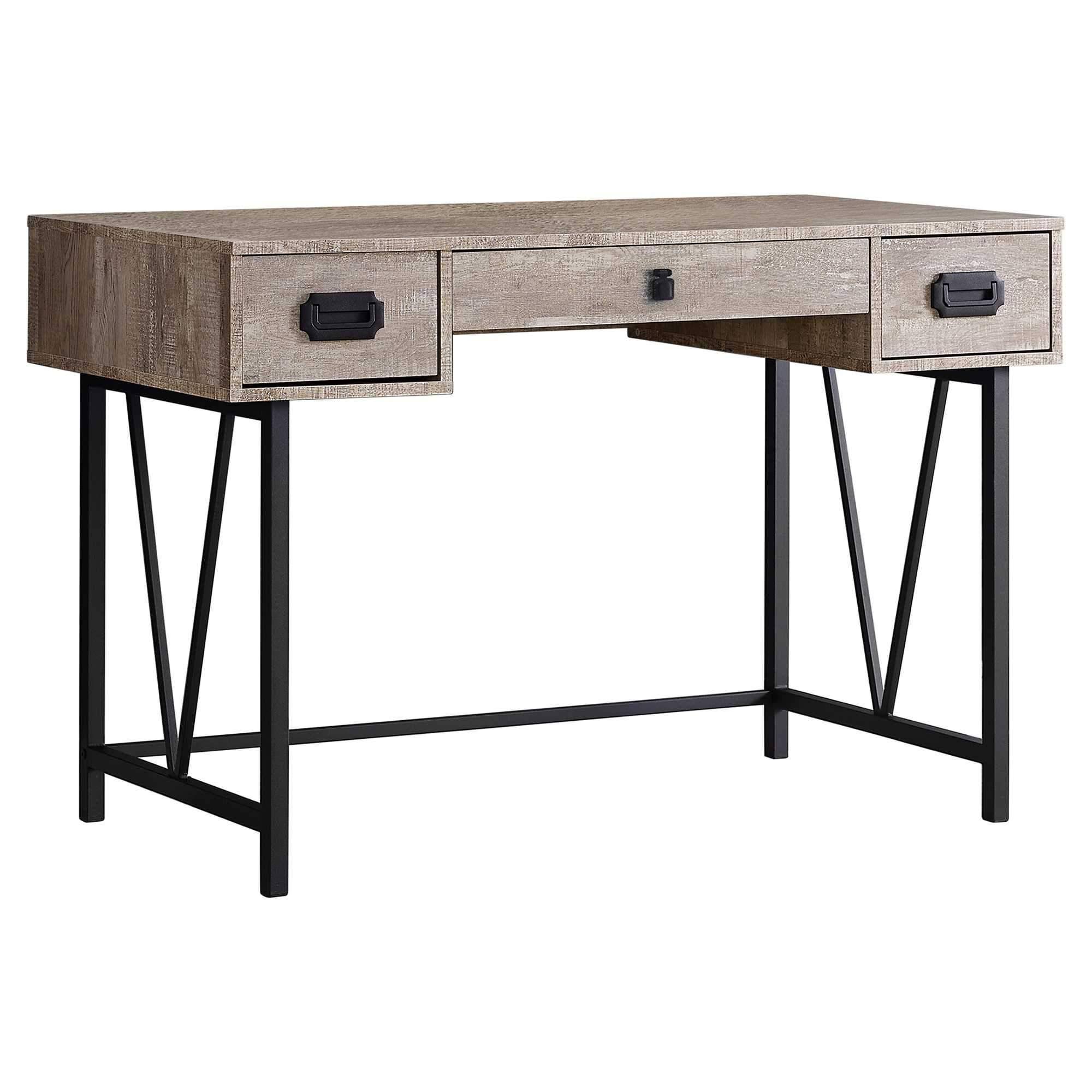 23.75x22 x 47.25x22 x 30.75x22 Taupe Black Particle Board Hollow Core Metal Computer Desk