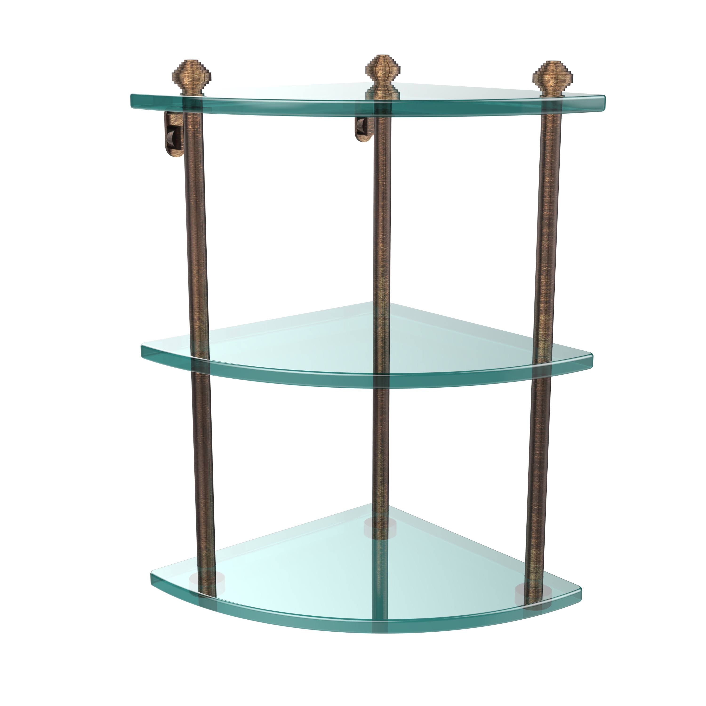 Allied Brass SB-6 Southbeach Corner Triple Glass Shelf, Venetian Bronze