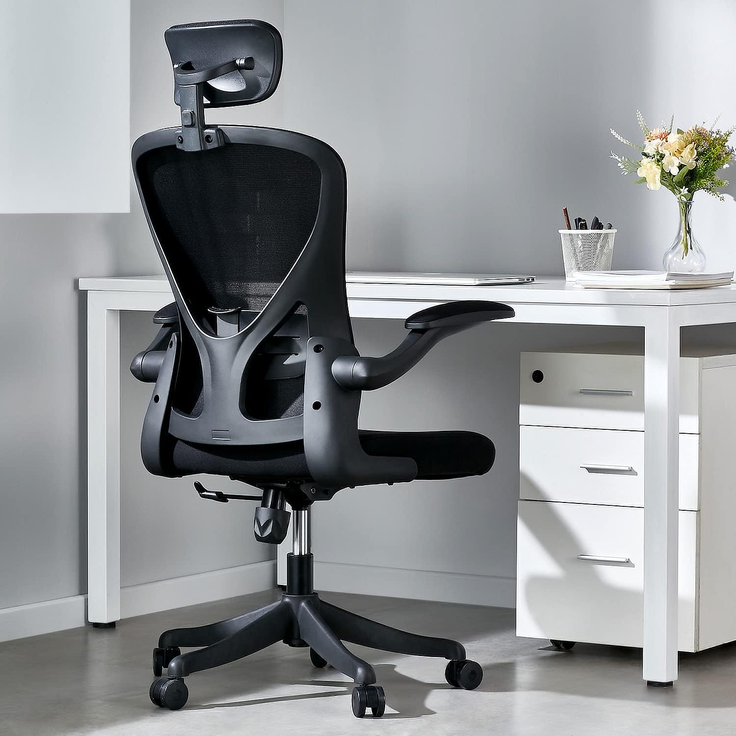 OMUSA-PDI Ergonomic Office Chair, Mesh Computer Chair with Lumbar Support, Rolling Desk Chair with Adjustable Armrest, High Back Home Office Chair