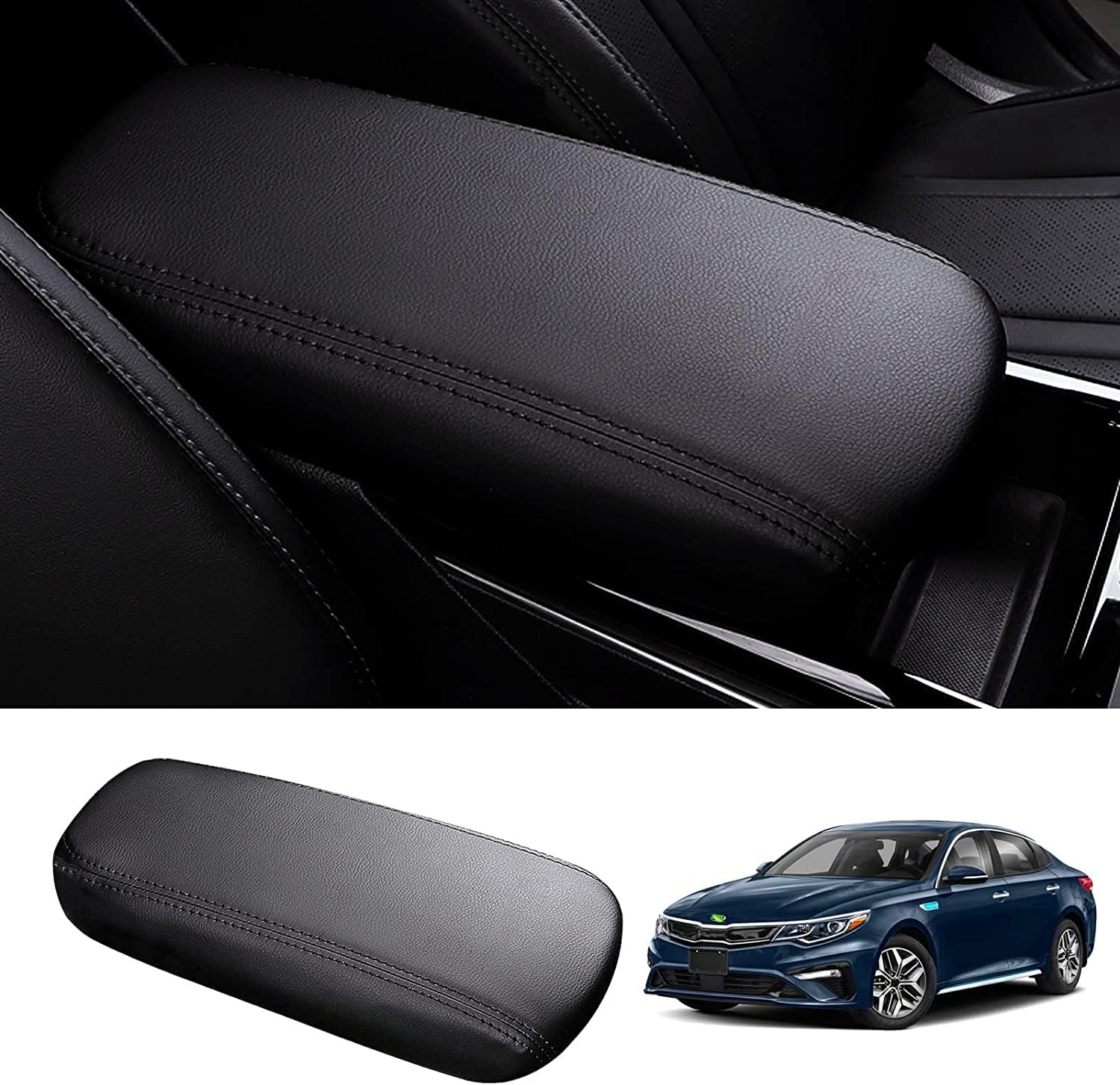 Autorder&nbsp;Compatible with Armrest Box Cover 2022 Kia K5 2021 (Not for 2016-2020 Kia Optima) Center Console Pad Waterproof Anti-Scratch Leather Protector Covers（Black with Carbon Fiber Texture）