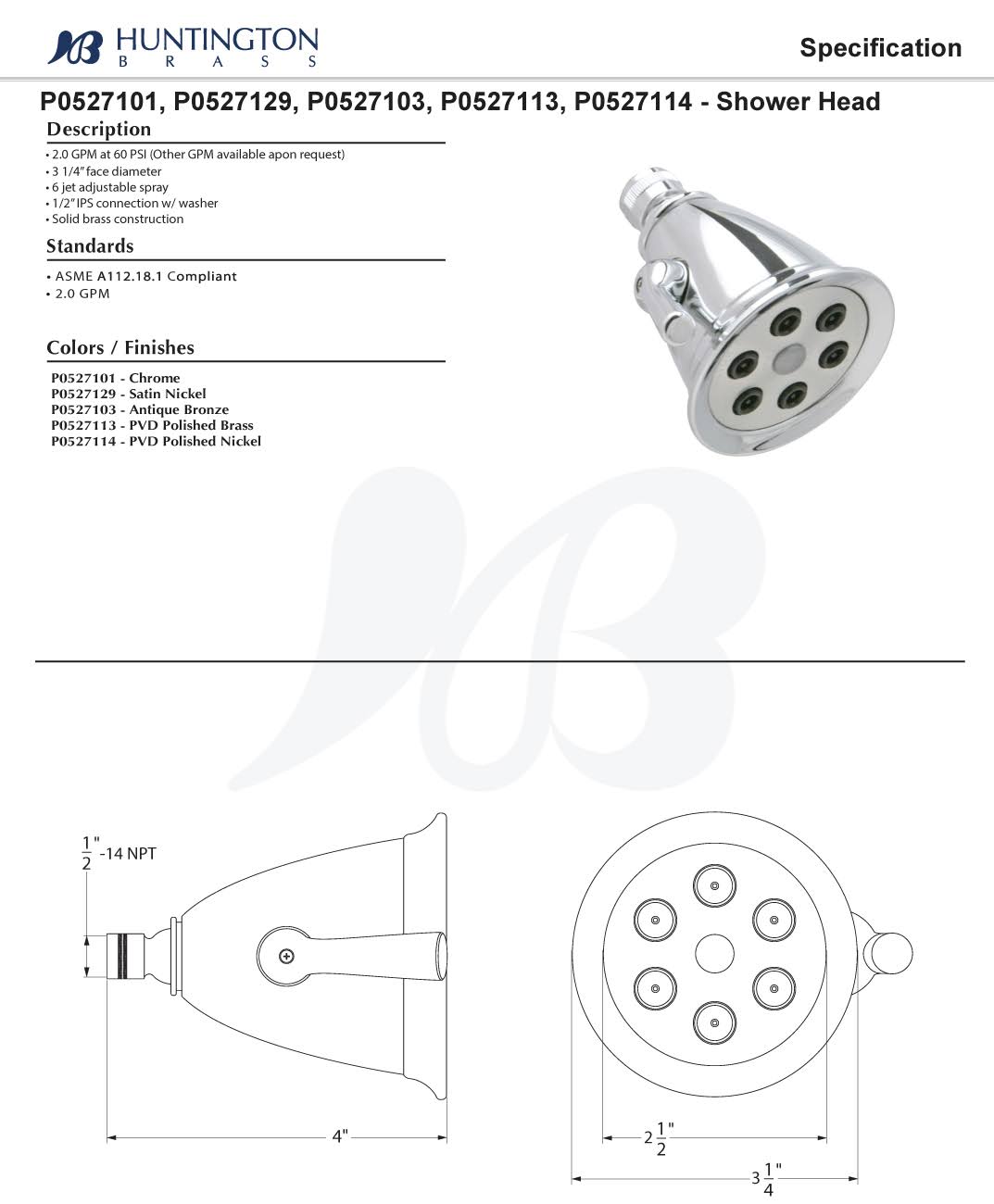 Huntington Brass P0527103 3 1/4 inch Face Diameter - Antique Bronze