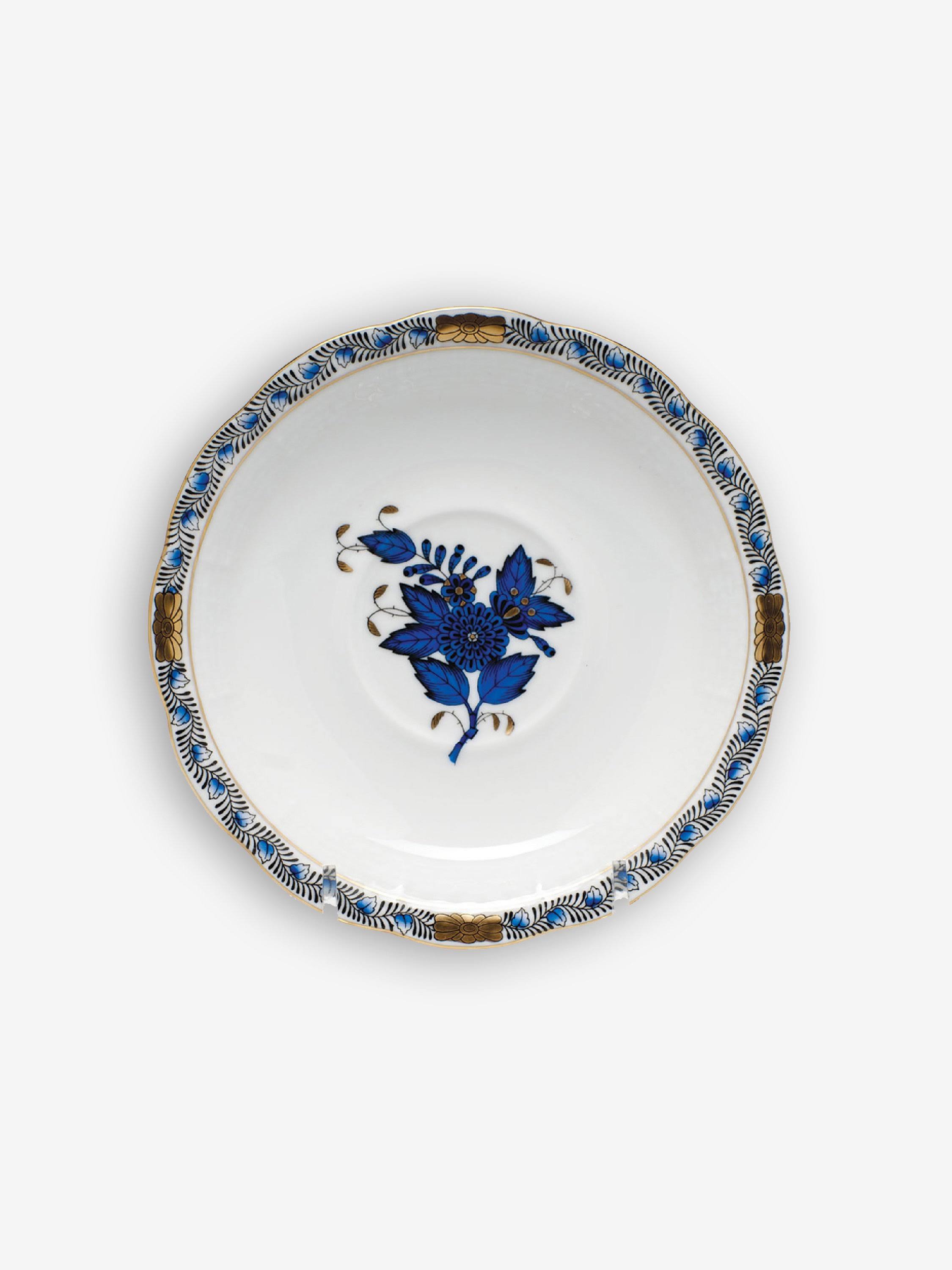 Herend Chinese Bouquet Black Sapphire Tea Saucer