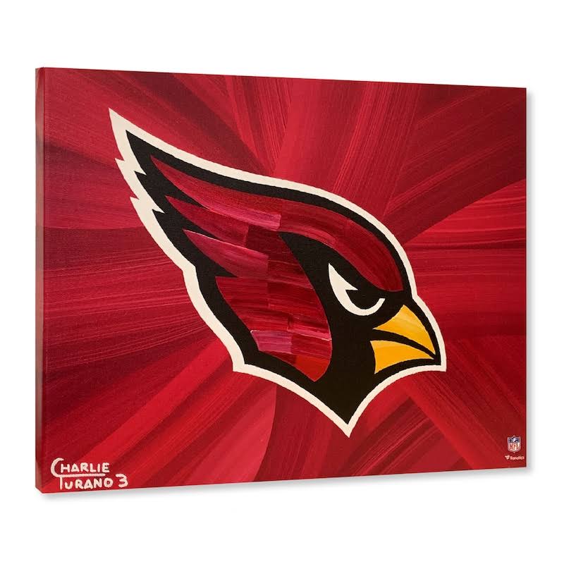 Fanatics Authentic Arizona Cardinals 16x22 x 20x22 Logo with Red Abstract Background Gallery Wrapped Embellished Giclee