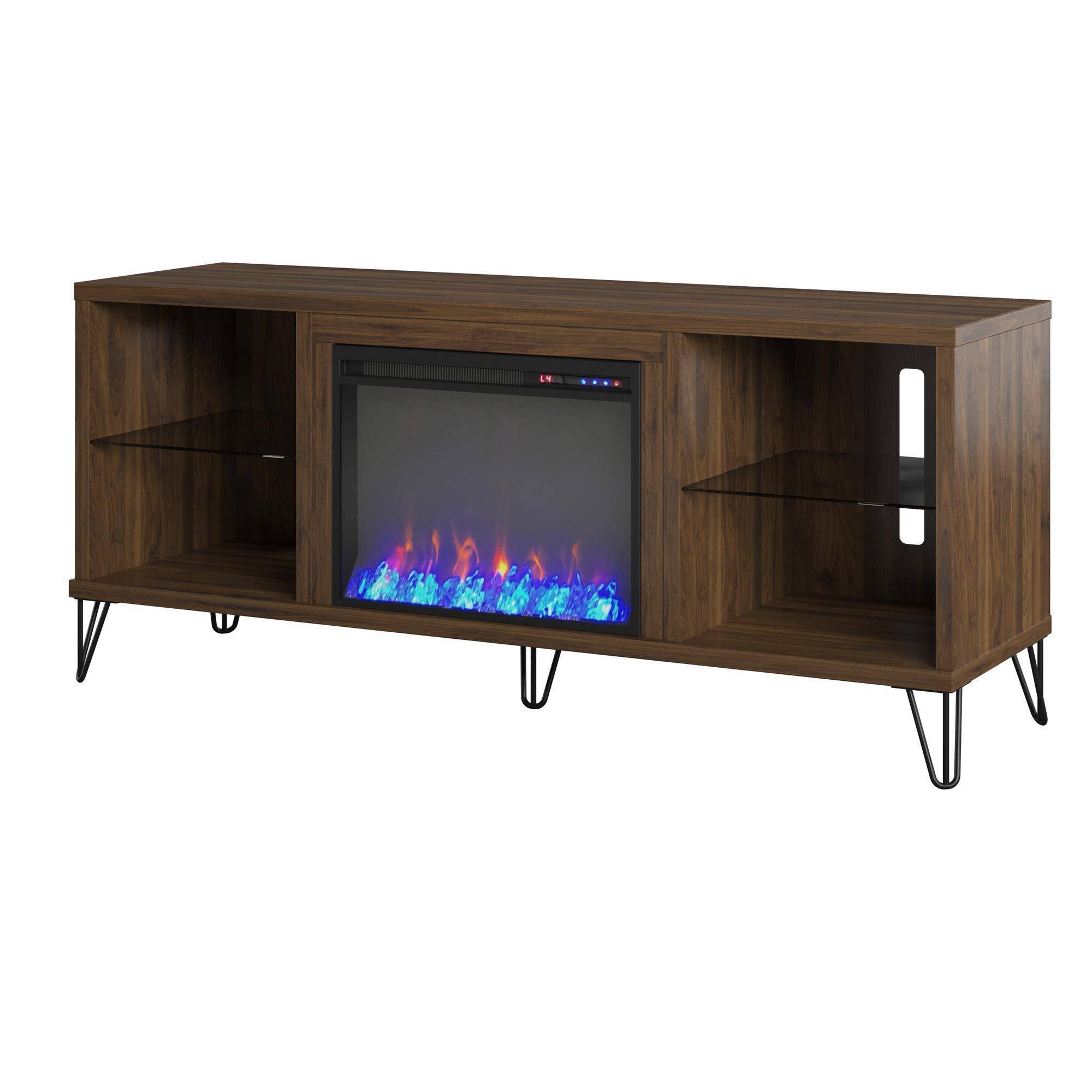 Novogratz Concord Fireplace TV Stand for TVs Up to 70 inch, Walnut
