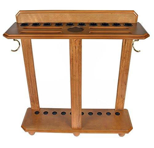 Iszy Billiards Cue Rack Only - 10 Pool - Billiard Stick u0026 Ball Set Floor - Stand Oak Finish (Oak)