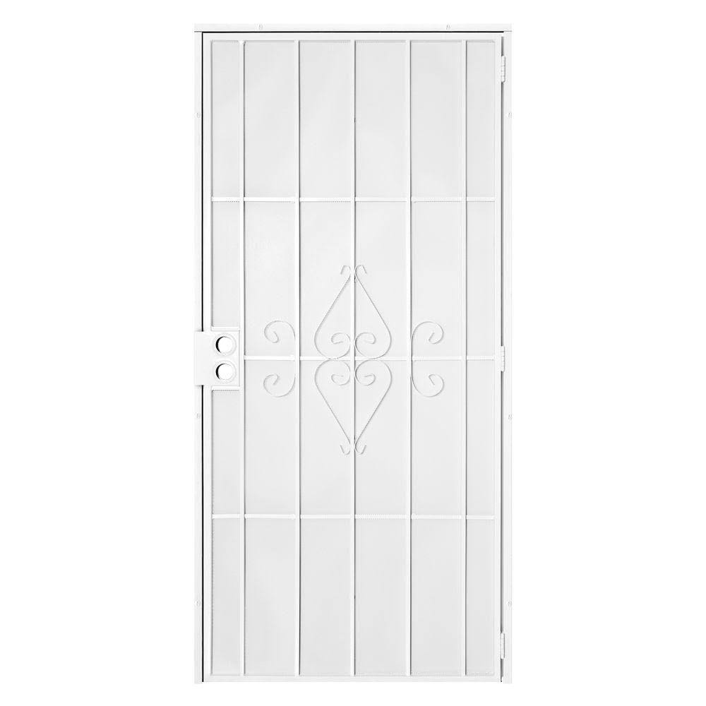Titan 36 in. x 80 in. Su Casa White Surface Mount Outswing Steel Security Door with Expanded Metal Screen, 5SH202WHITE36