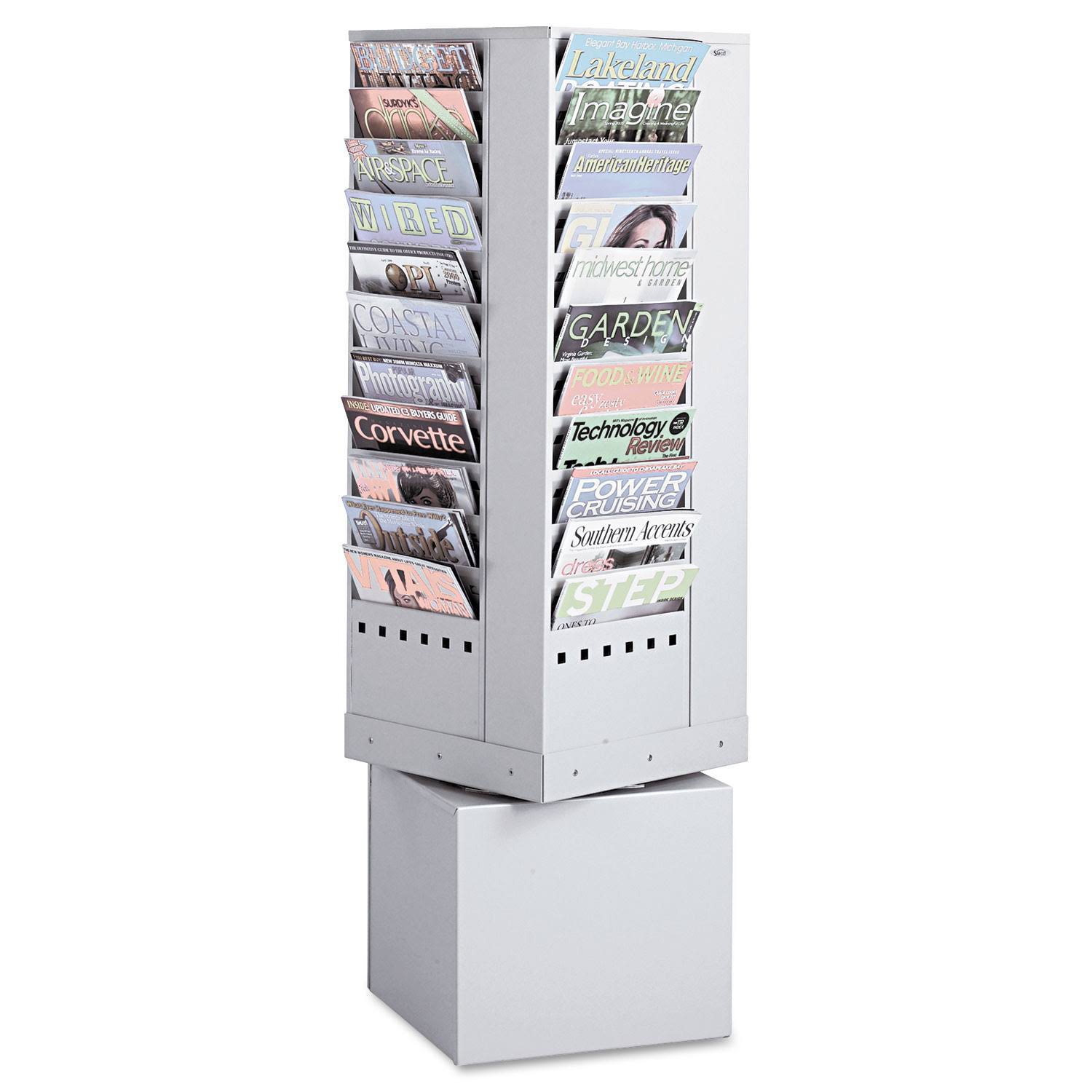 Safco 44 Pocket Steel Rotary Magazine Rack - Gray