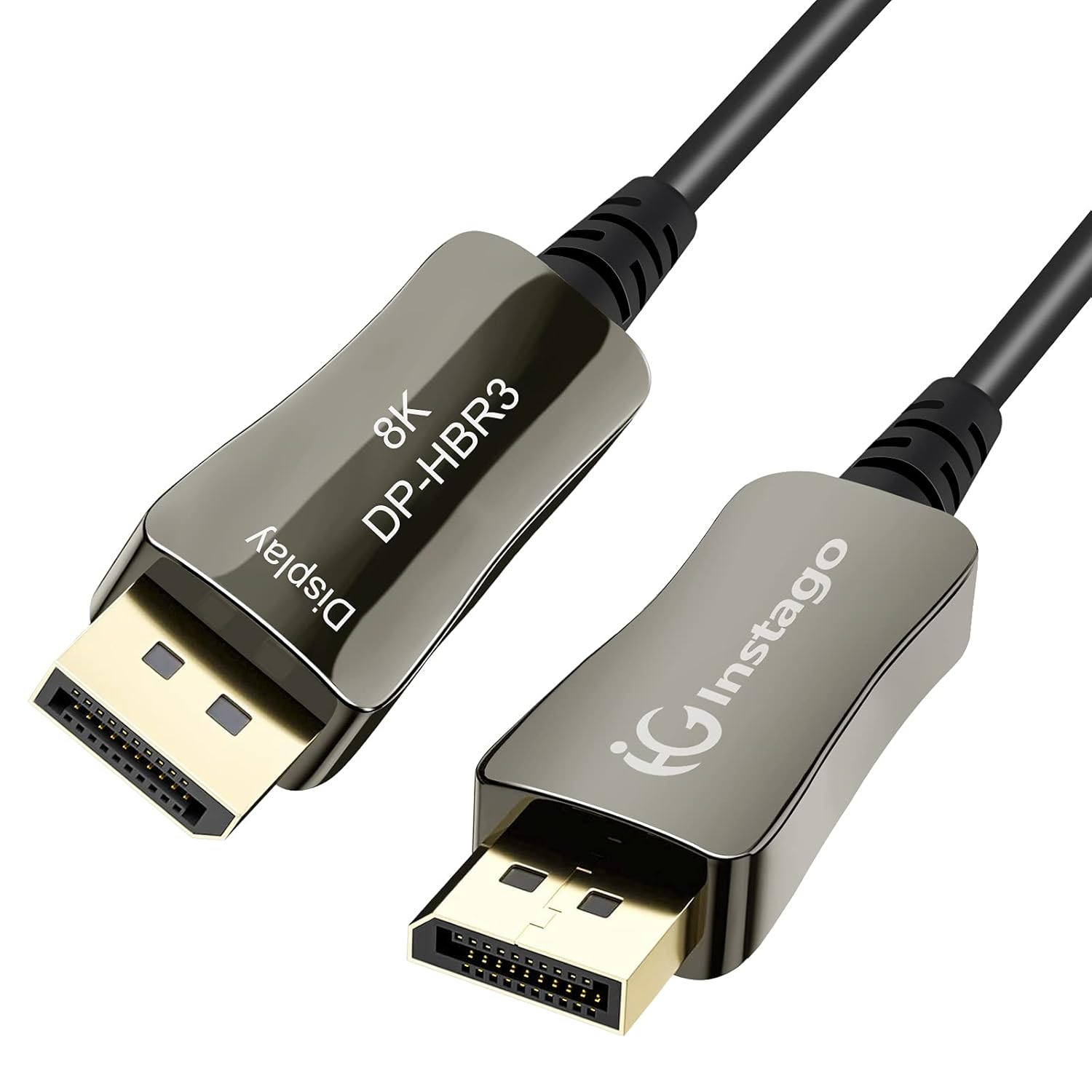 Display Port 1.4 Fiber Optic Audio Cable, 50FT DP to DP Video Cable, 32.4Gbps Support 8K/60Hz, 4K/144Hz, HBR3 DisplayPort for Laptop/PC/TV/Projector/Gaming Monitor. Pack of 2