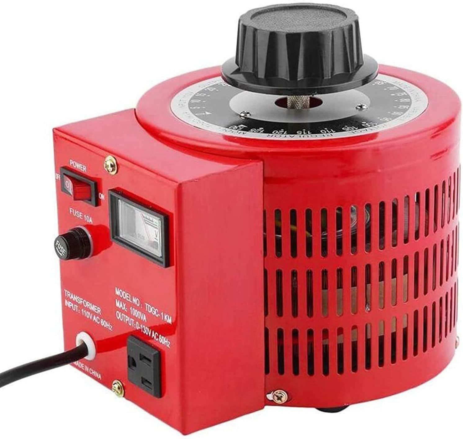1000W Variable Transformer 10Amp 0-130V Output Variable Transformer Auto AC Voltage Regulator Power Supply