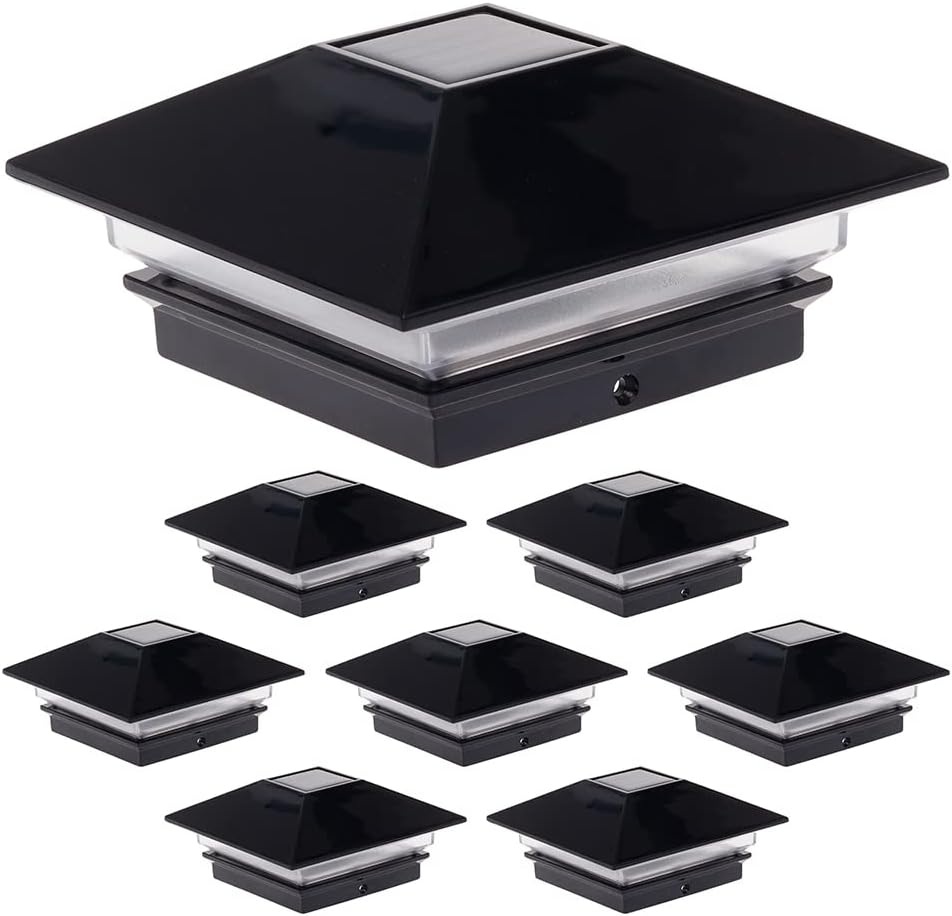 GreenLighting 8 Pack Gala Solar LED Post Lights Post Cap Slim Light for 4x4 Nominal Wood Posts (White)