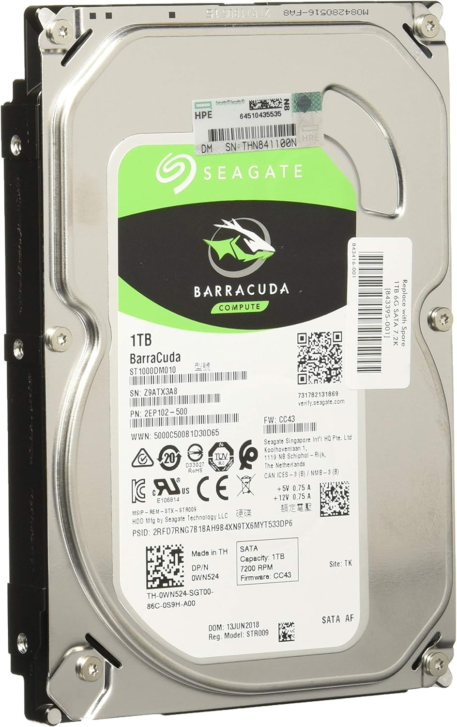 1TB 6G SATA 7.2K 3.5in NHP ETY Internal Hard Drive Pack of 2